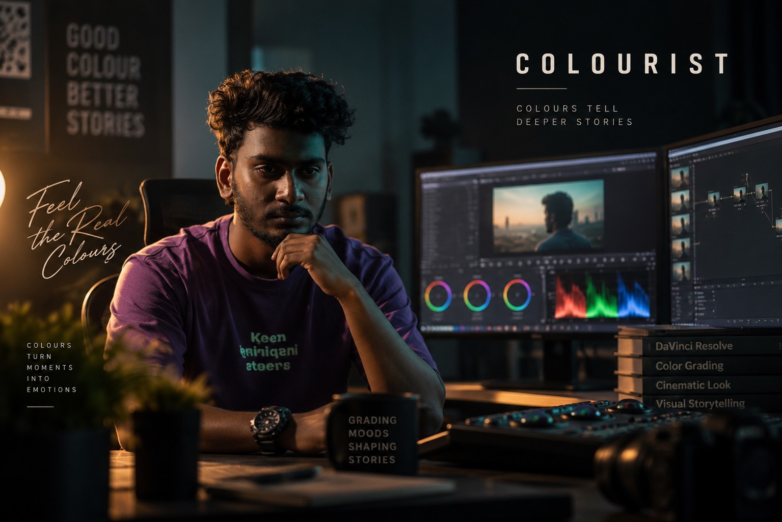 Mathew Walker colour grading at a DaVinci Resolve suite