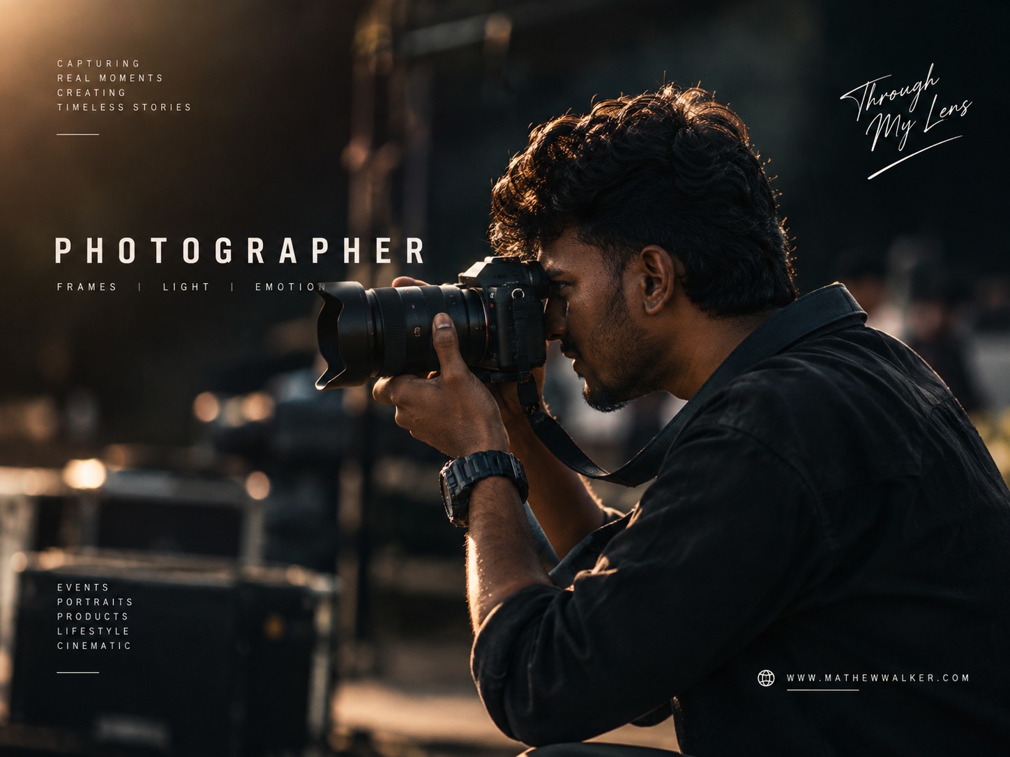 Mathew Walker shooting with a camera, photographer